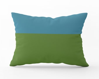 Outdoor Pillows Green and Blue, Square or Lumbar, Insert Included, Outdoor Patio Decor, Waterproof and Mildew Proof Pillow, 18x18 inch