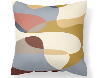 Abstract Earth Tone Pillow Cover, Mid Century Modern Home Decor