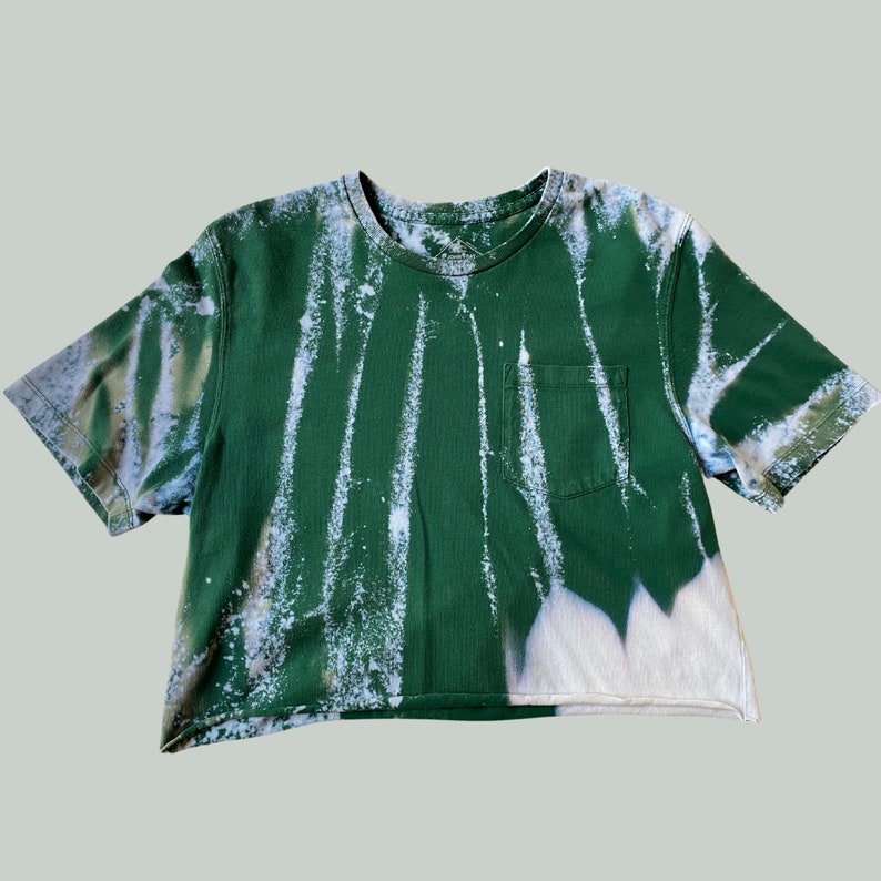 Green Tie Dye Crop Top with Pocket