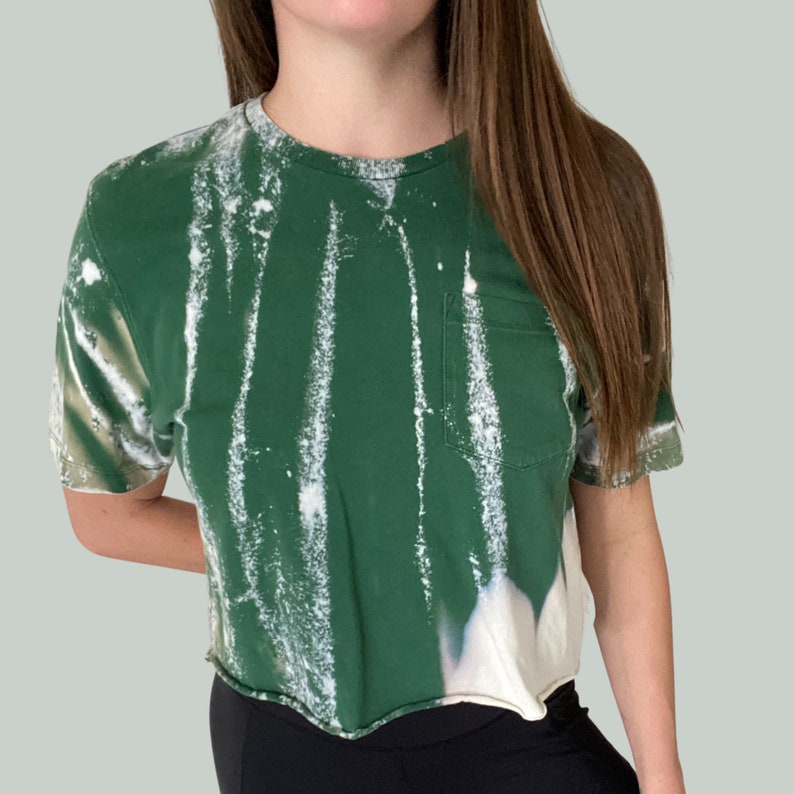 Green Tie Dye Crop Top with Pocket