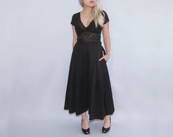 High waist wide leg pleated culottes / capri / palazzo pants trousers, retro, gothic