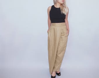 FREE SHIPPING Gold Linen asymmetrical pants