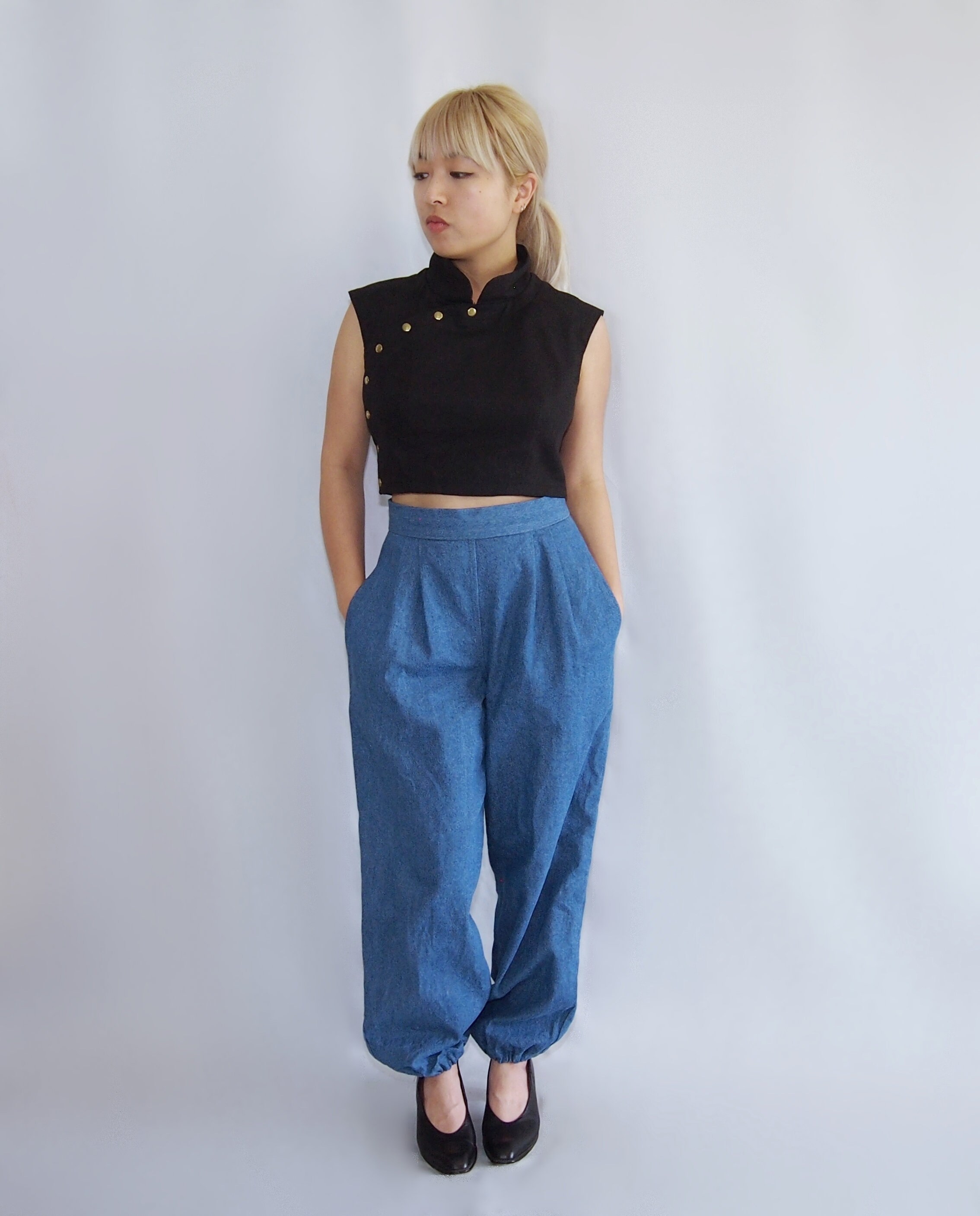 トップス mandarin SHANGHAI TANG x JACKY TSAI Mid-Sleeve Pleated Mandarin
