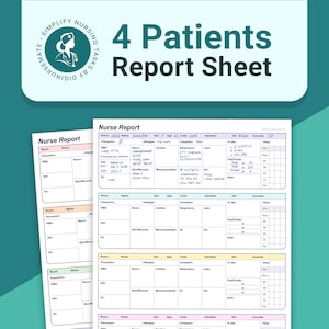 Nurse Report Sheet 4 Patient Med Surg Report Sheet Nursing ICU Report Nurse Brain Sheet Multiple Patient Report Sheet Nurse Handoff in PDF