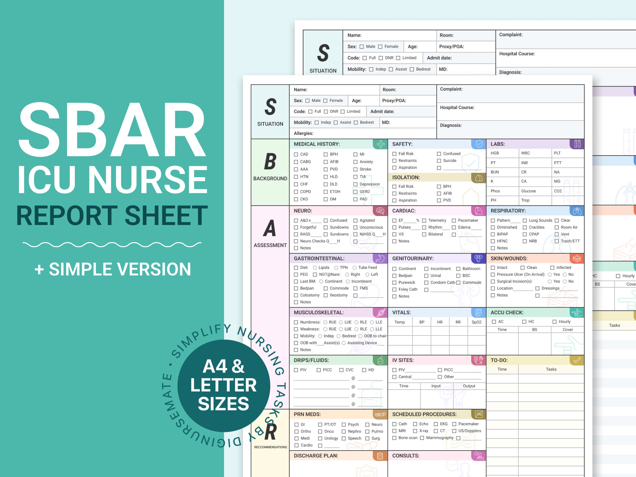 Icu Sbar Example SBAR Nursing Report Sheet: Med Surg ICU Nurse Brain (PDF & .docx) - Etsy