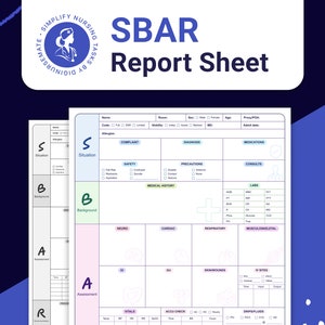 SBAR Nursing Report Sheet ICU Nurse Brain Sheet Med Surg Nurse Brain Sheet Cna Report Pcu Nurse Report Sheet New Grad Nurse with Telemetry
