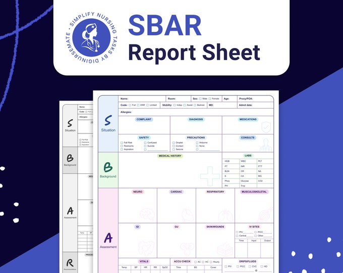 SBAR Nursing Report Sheet: Printable & Editable Template (digital ...