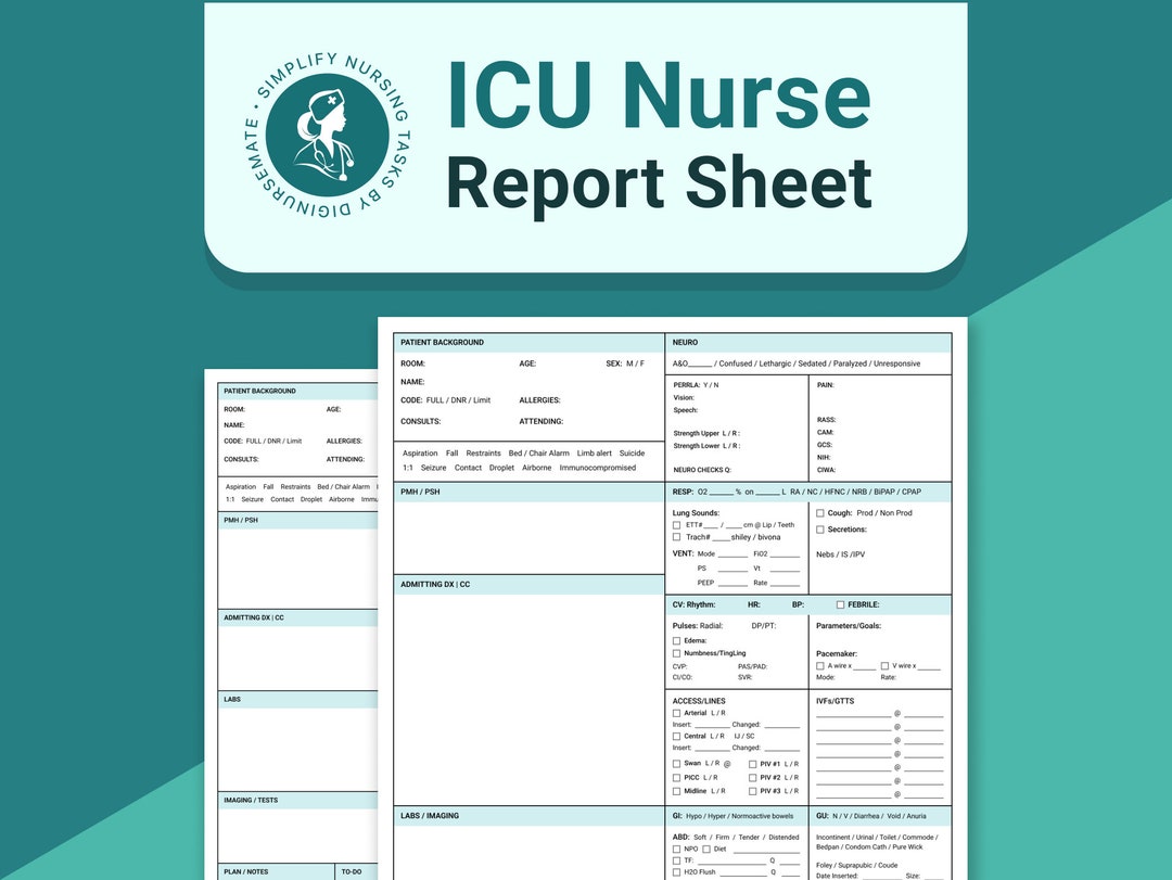 ICU Nurse Report Sheet: Printable Nurse Brain Template (PDF) - Etsy
