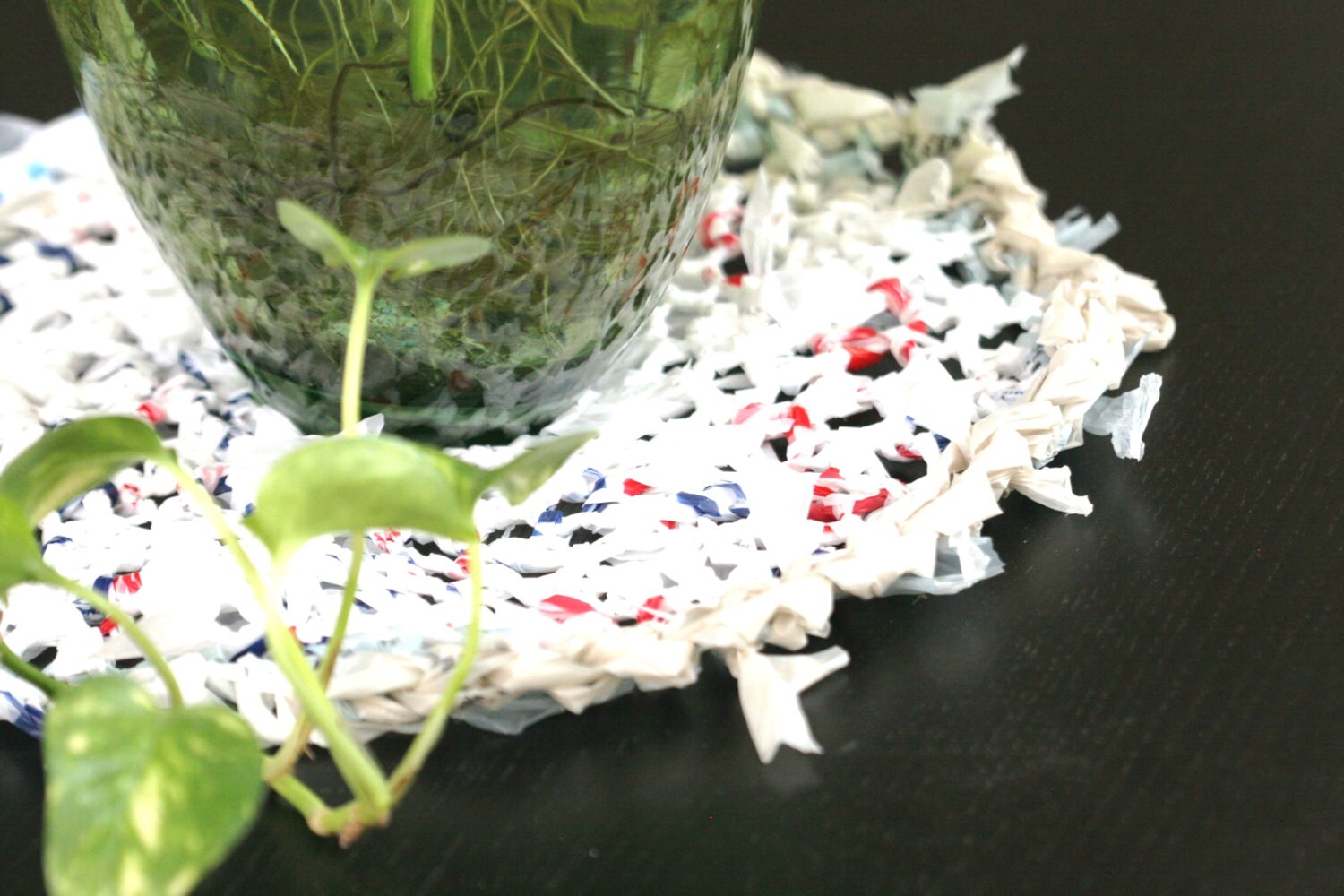 Plastic Bag Mat Place Mat Recycled Upcycled Grocery Bag Mat Plant Mat