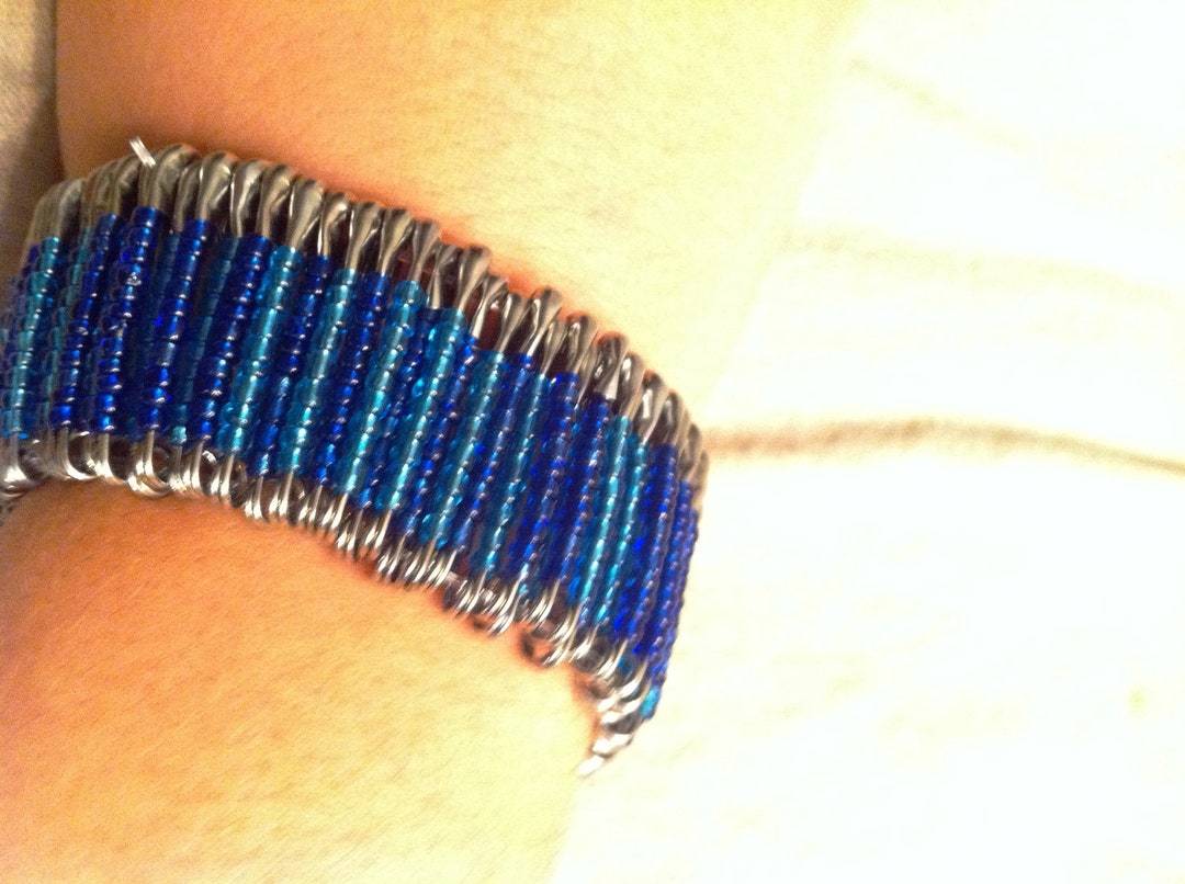 Safety Pin Bracelet Upcycled Multiple Colors Available - Etsy