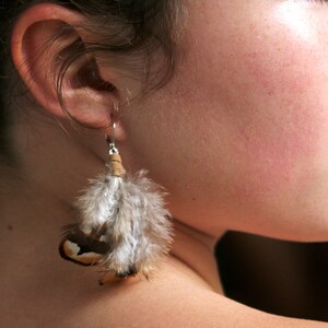 Feather Earrings Dangle Earrings Natural Earrings Real Feathers Can be Made with Clip Ons and Sensitive Ear Hooks image 3