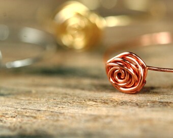 Swirl Rings - Wire RIngs - Rose RIng - Wire Wrapped - Knot Ring - Available in Several Colors and Sizes