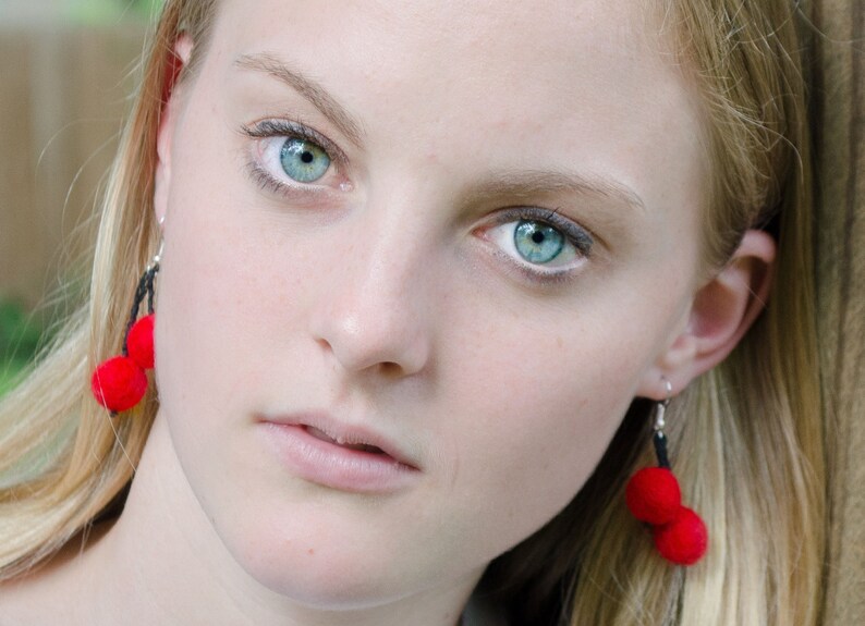 Cherry Earrings Felt Fruit Cute Handmade Felted Etsy