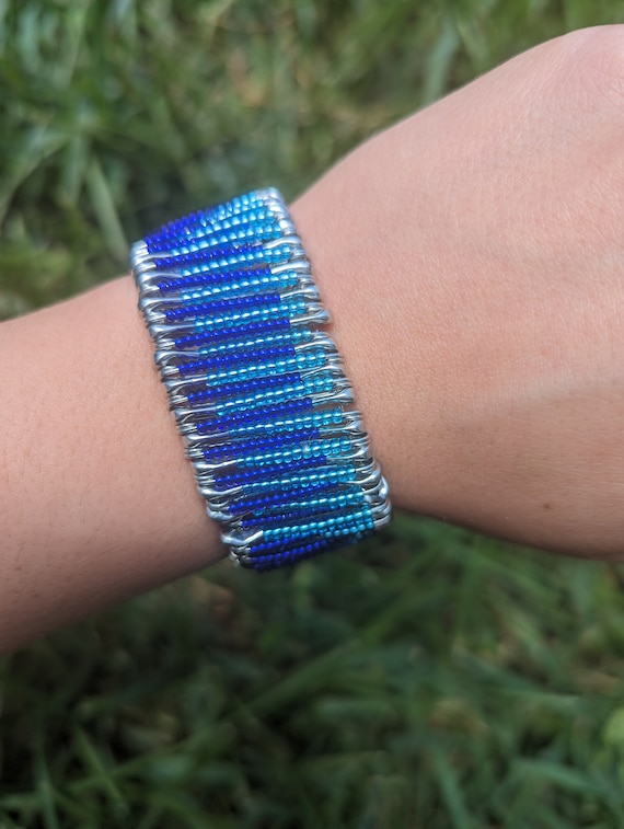 Safety Pin Bracelet - Upcycled - Multiple Colors Available- Made