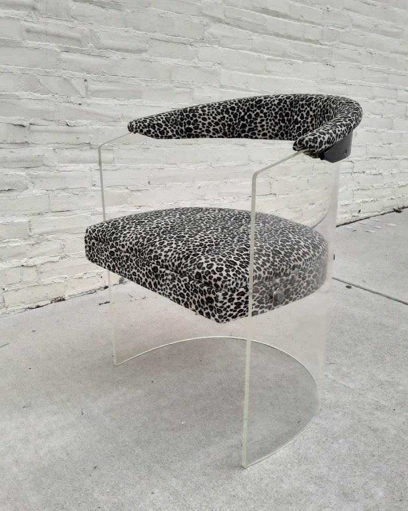 Lucite Barrell Chair w/ leopard print Etsy
