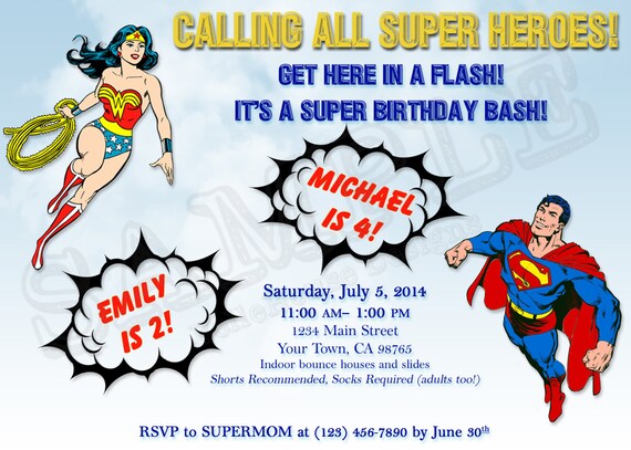 Invitation Anniversaire Invitation Du Super Heros Superman Etsy