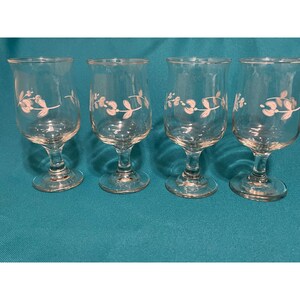 Stemware Glasses Libby? Floral Design Drinking Glass Barware Wine Dinnerware 5 1/2&quot;