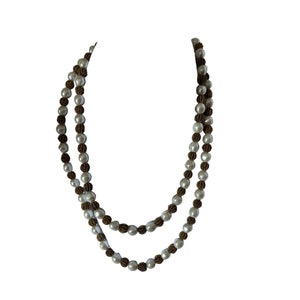 Necklace ANNE KLEIN White Faux Pearls Antique Gold Beads48&quot; Signed Vintage
