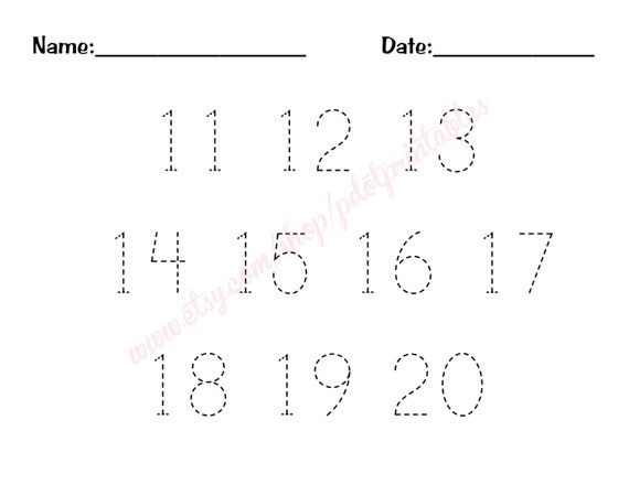 11 20 Number Trace Worksheet PDF Printable