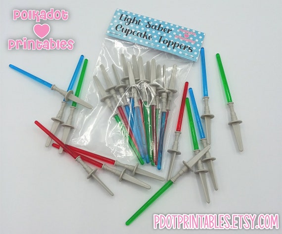 Star Wars Inspired Design Light Saber Cupcake Decoration Toppers Sticks Picks 4" inches Tall (12 Pack) Il_570xn