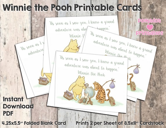 Grand Adventure Classic Winnie the Pooh Greeting Card - Instant Download - DIY Printable Card - 4.25x5.5 Inch Cards Il_570xn