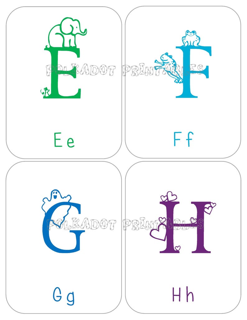 Alphabet Flashcards - Upper & Lowercase Instant Download PDF for Preschool Learning, Educational Printable Cards