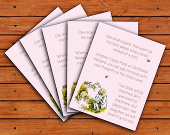 Classic Winnie the Pooh Baby Shower Envelope Insert Bring a Book Instead of a Card