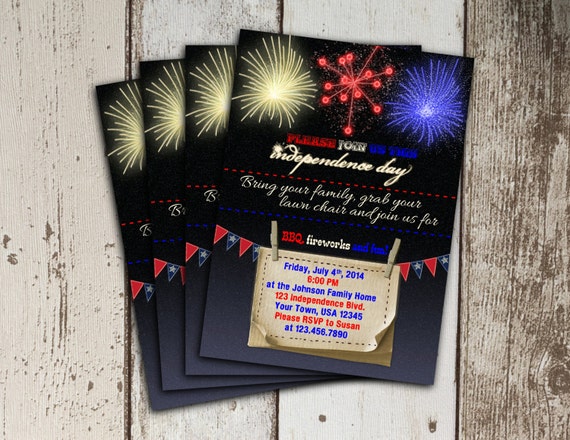 Fourth of July Independence Day BBQ Invitation - 4x6 or 5X7 - Printable Digital File Il_570xn