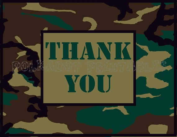 Camo Thank You Card - Printable Digital File - PDF - Instant Download Il_570xn
