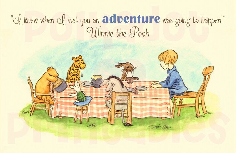 BLUE Text - Classic Winnie the Pooh 11x17 Baby Shower Gift - Instant Download - 1 PDF and 1 JPEG image 2