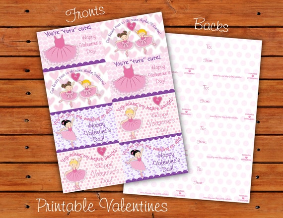 Ballerina Valentine Set of 8 - Instant Download Il_570xn