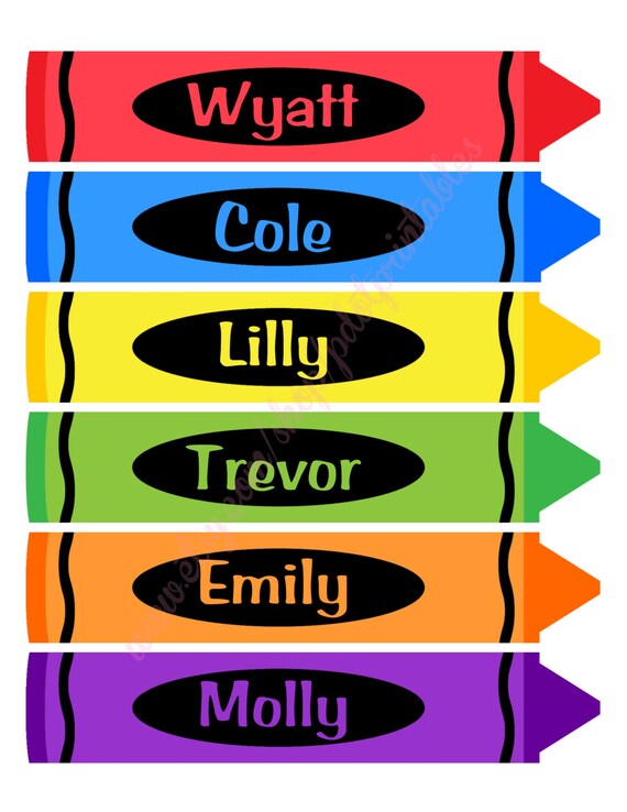 Free Printable Crayon Shaped Name Tags The Template Can Also Be Used 