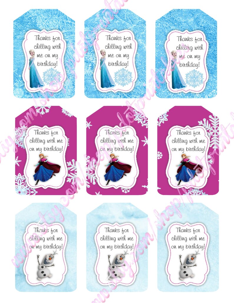 Frozen Thank You Tags Printable Digital File - Etsy
