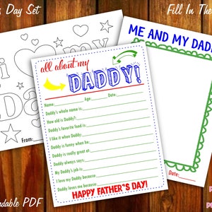 All About My Daddy Vatertag Kinderfragebogen zum Ausmalen als PDF zum Ausdrucken zum Ausdrucken