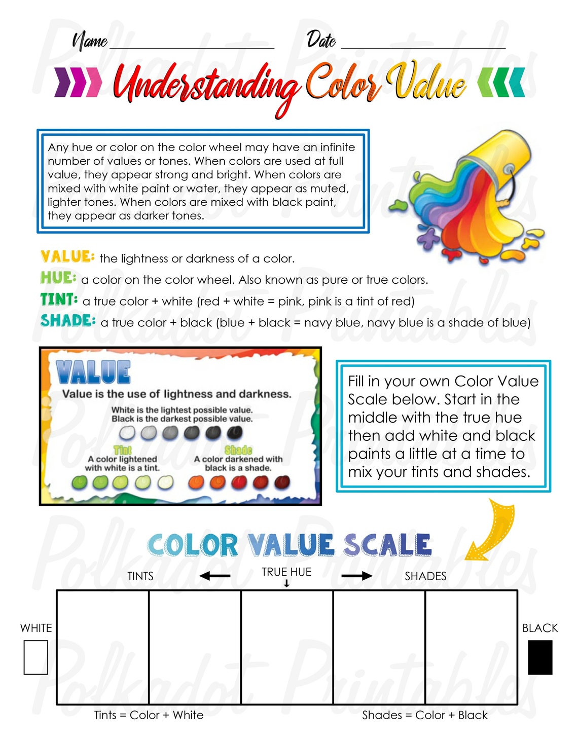 understanding-color-value-worksheet-art-classroom-handout-etsy