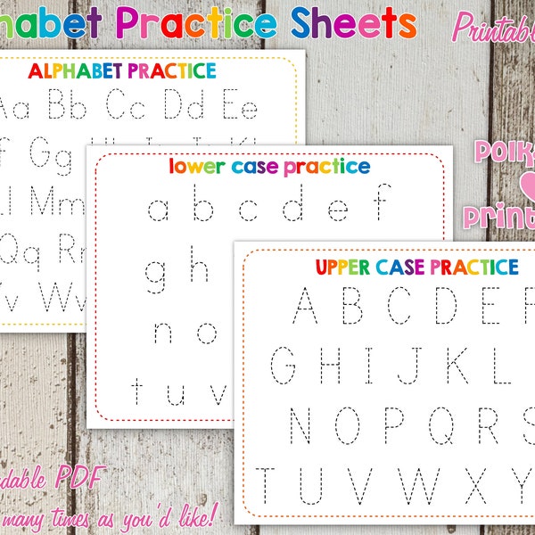 Rainbow Alphabet Trace Worksheets PDF Lower Upper and Combined Digital Printable - Beginning Reading Preschool Reading Penmanship Practice