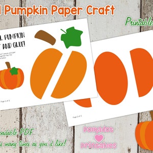 Fall Pumpkin Paper Craft - Print, Cut and Glue - Digital Printable PDF - Classroom Sunday School Daycare Party Stickers Halloween