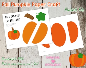 Herbst Kürbis Papiermodelle - Drucke, schneide, und klebe Kunst (Digitale druckbare PDF)