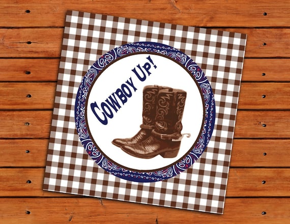 Cowboy Up Country Western Cupcake Toppers or Party Tags 2" Circles - Instant Digital Download - PDF Il_570xn