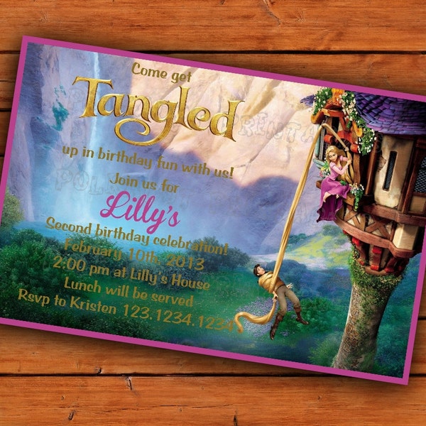 Tangled Rapunzle Birthday Party Invitation -  4x6 - Printable Digital File