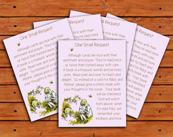 Classic Winnie the Pooh Baby Shower Envelope Insert Bring a Book Instead of a Card