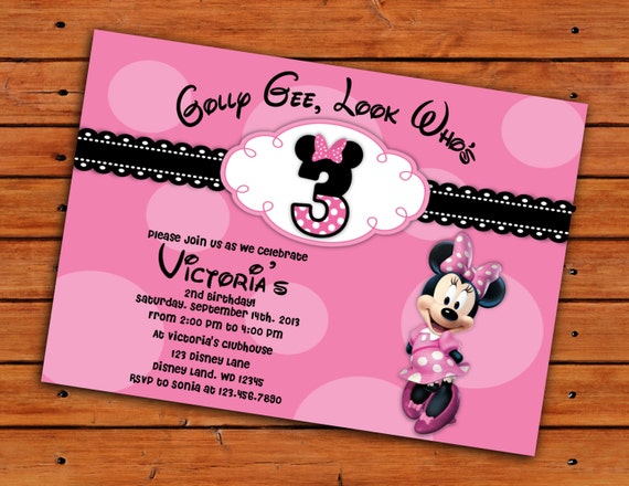 Facet Executie Helm Minnie Mouse verjaardag uitnodiging voor feestje 5 X 7 - Etsy België