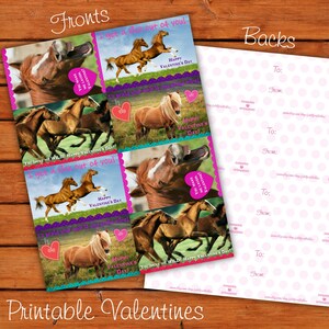 Horse Valentine Set of 8  - Instant Download Printable Classroom Valentines - Pony Valentines Girl Valentines