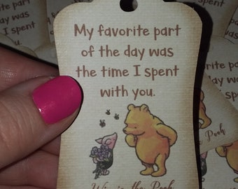 Vintage Winnie the Pooh and Piglet Thank You Tags - Printed Cut and Shipped - Sold by the Dozen