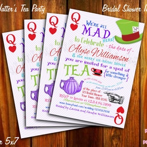 Mad Hatter&#39;s Tea Party Bridal Shower Invitation - 4x6 or 5x7 - Printable Digital File