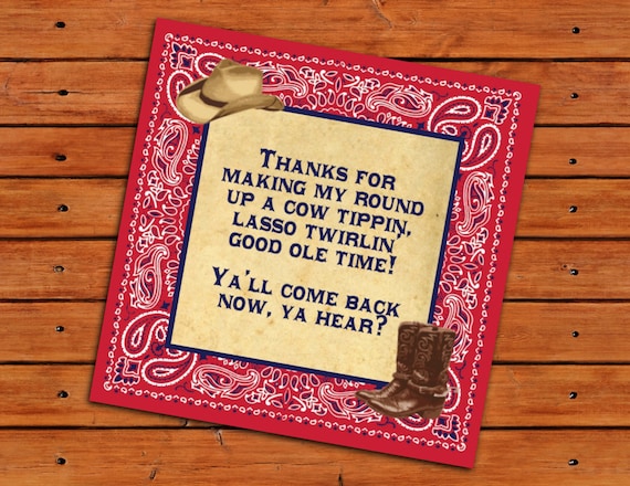 Cowboy, Country, Western, Farm Themed Favor or Thank You Tag Set of 12 - Instant Digital Download - PDF Il_570xn