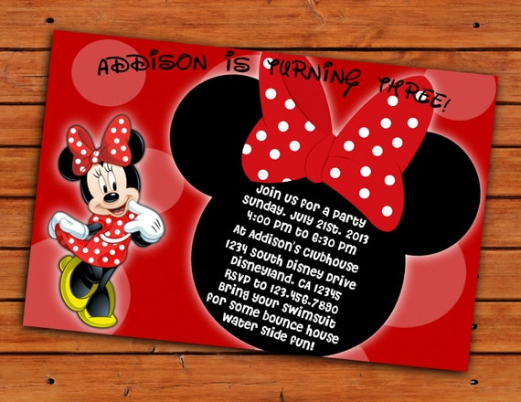 Minnie Mouse Birthday Party Invitation - 4x6 or 5x7 - Printable Digital File Il_570xn