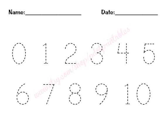 0 10 number trace worksheet pdf printable etsy israel