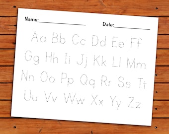 Alphabet Trace Worksheet - PDF - Digital Printable - Beginning Reading Preschool Reading Penmanship Practice