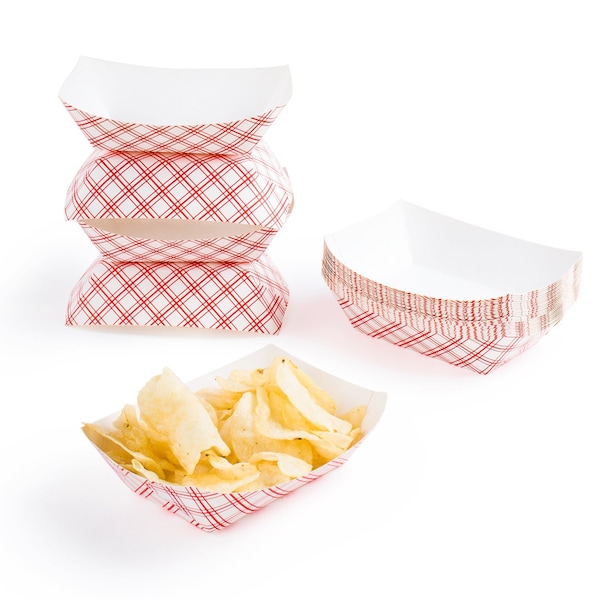 Disposable Non-Toxic Paper Food Trays for Parties, Carnivals, Fairs, Festivals, and Picnics Holds Nachos, Fries, Hot Dogs, and more! 50 Pack